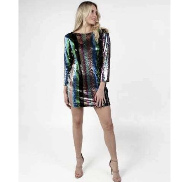 NWT Sanctuary Sequined Over the Rainbow Party Mini Dress Sz. XS - Picture 2 of 5